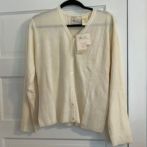 Vintage Kathie Lee Collection Cream Ribbed Cardigan NWT